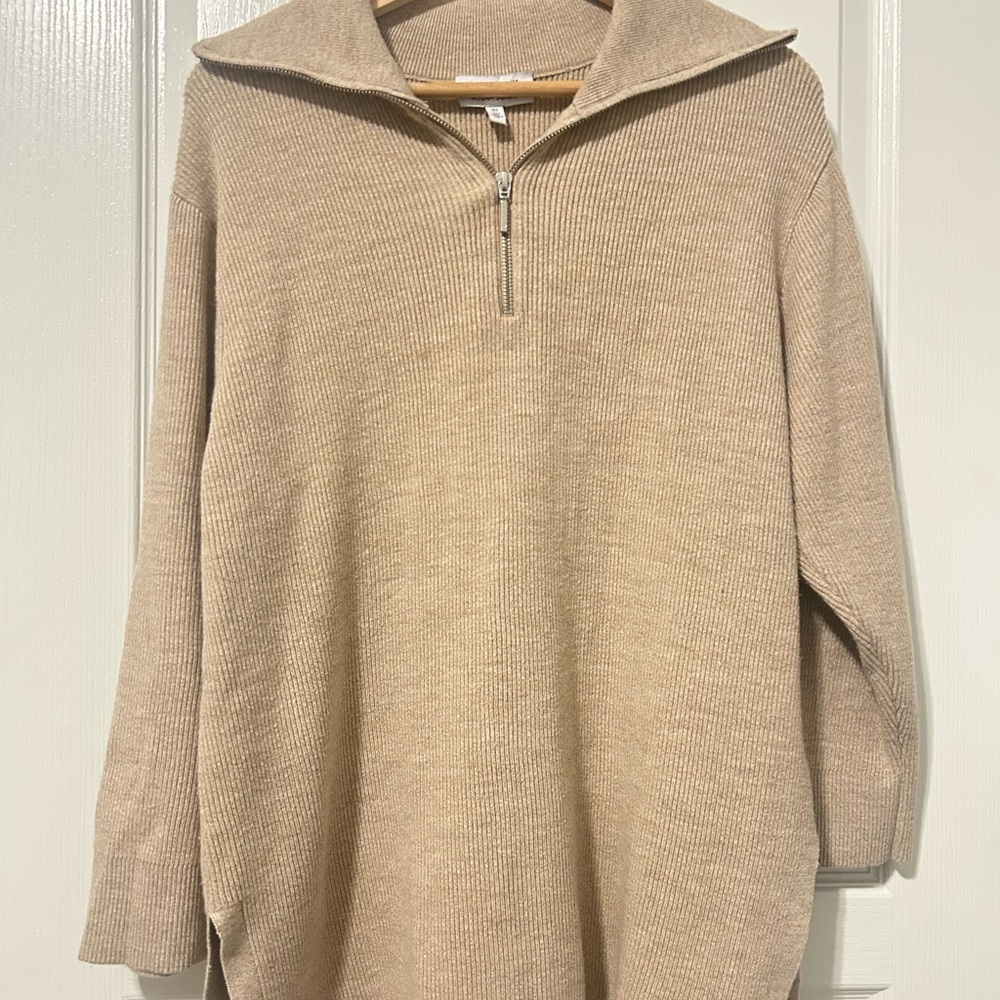 Beige Quarter-Zip Sweater